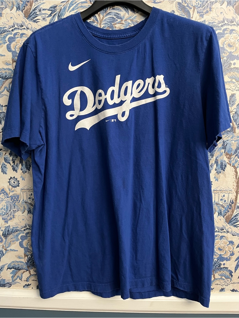 Nike Blue Dodgers Short Sleeve Graphic Tee shirt with White Logo
